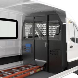 Melipron Ford Transit Van Partition with Lock Latch for Ford Transit 150/250/350 Mid-Roof (2015–2024), Black