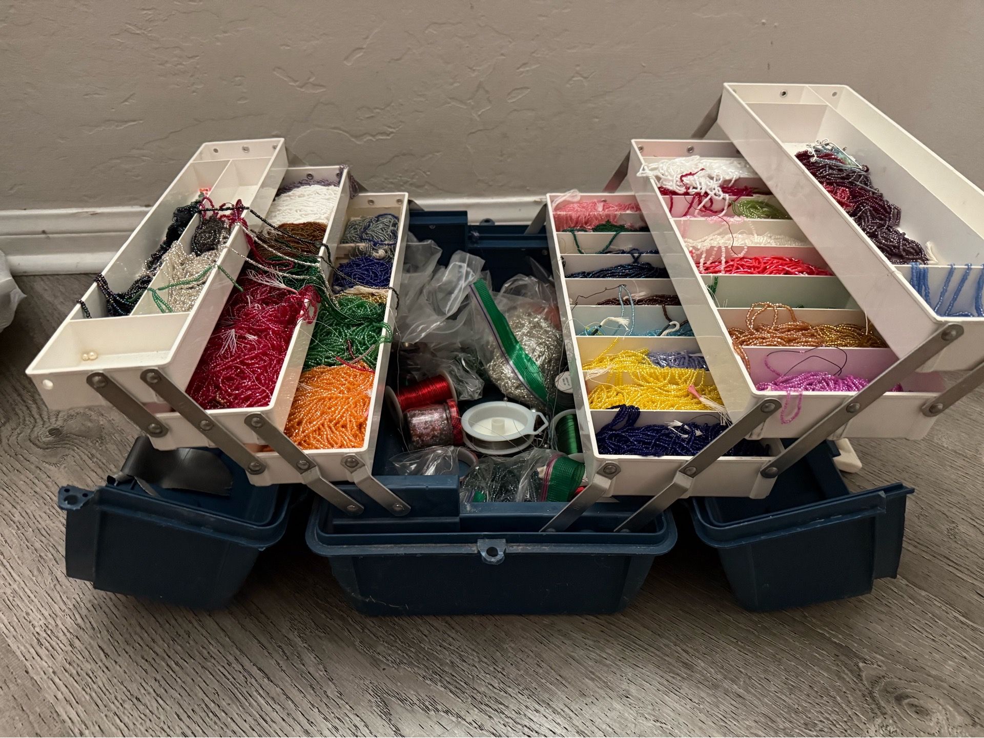 Two Bead Organizers Full of Bead