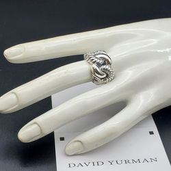 David Yurman Sterling Silver Chain Curb Cable Ring Sz 7