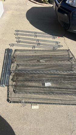 Shelving wire rack silver disassembled