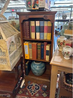 Vintage Narrow short walnut bookshelf