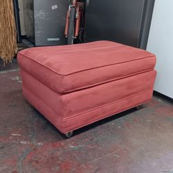 Upholstered Suede Style Ottoman On Casters