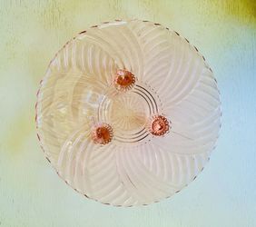 Pink Depression Glass Decorative Dish With Legs 