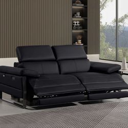 Italian Leather Power Recline Love Seat