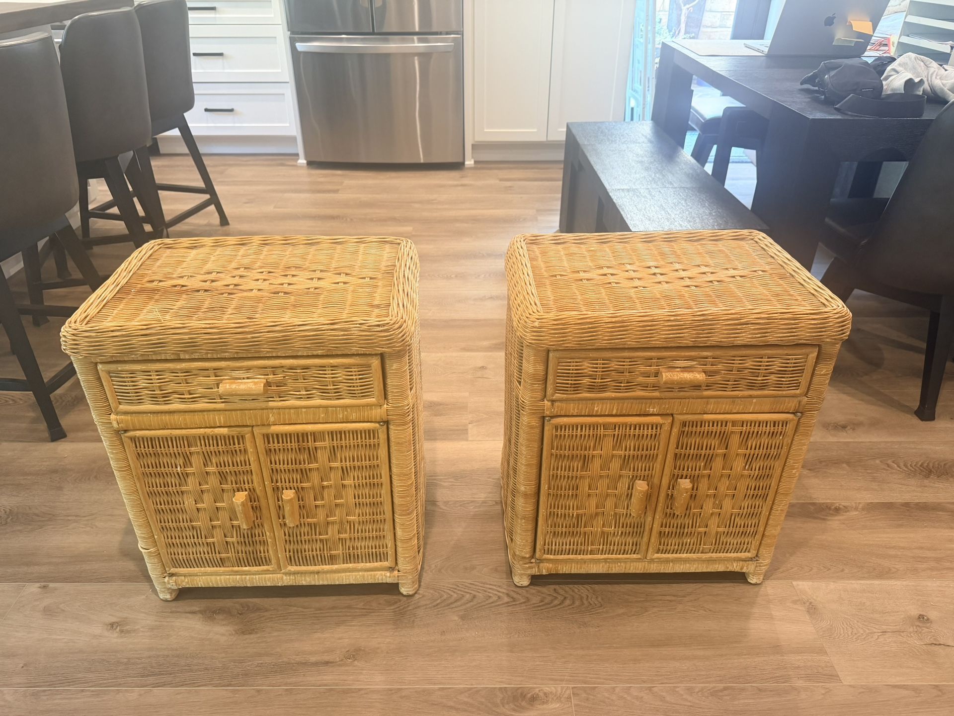 Twin Wicker Bedside Tables