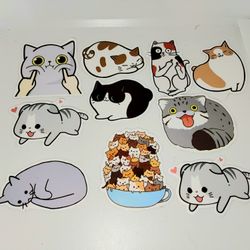 assorted cat / kitty stickers 