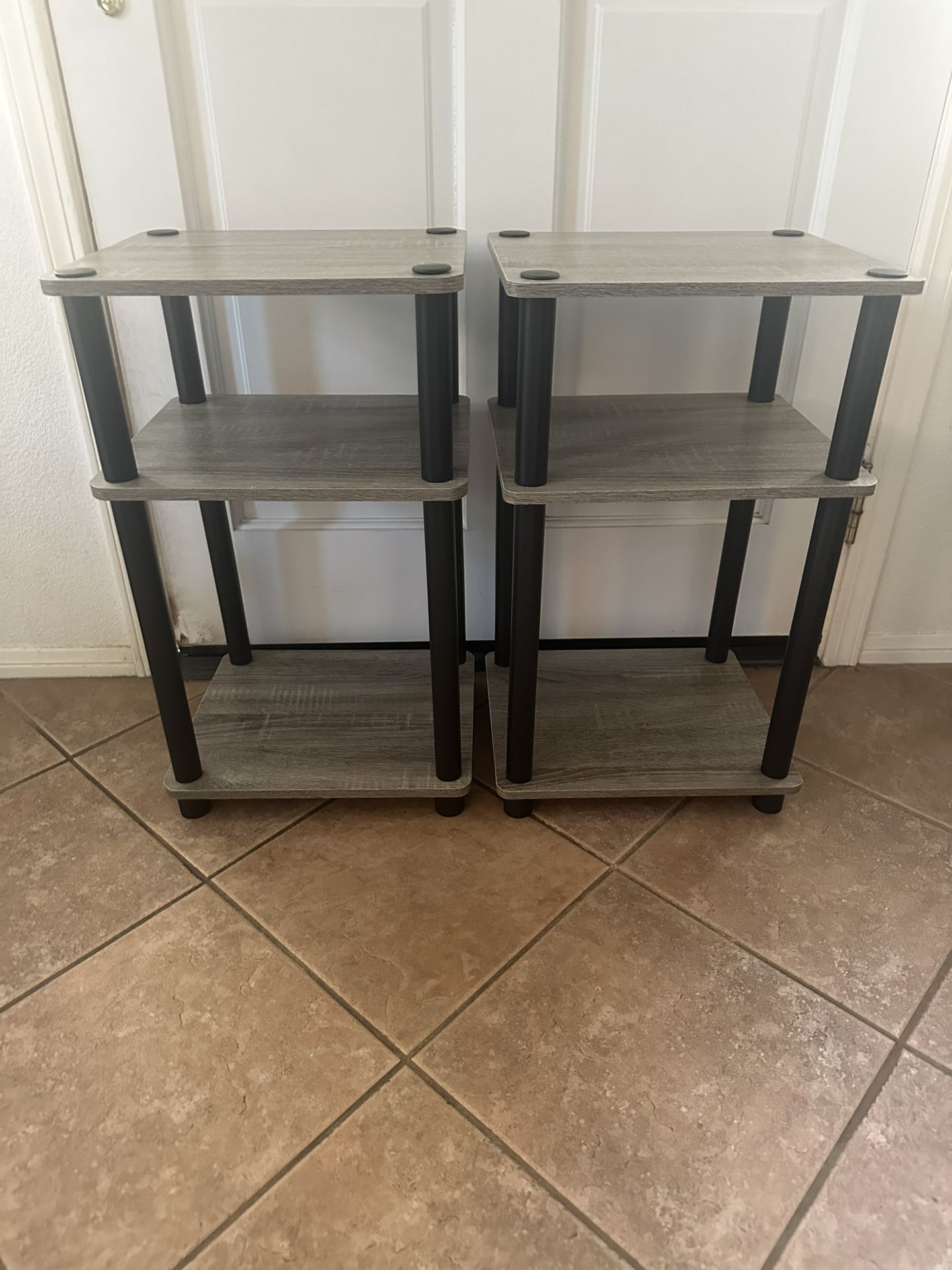  Furinno Just 3-Tier Turn-N-Tube End Table / Side Table / Night Stand / Bedside Table with Plastic Poles  Set Of 2