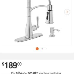 Glacier Bay
Mandouri Single Handle Spring Neck Pull Down Sprayer Kitchen Faucet with Soap Dispenser in Stainless Steel