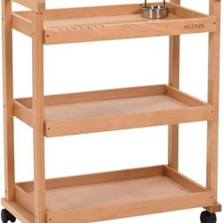 MEEDEN Art Cart Storage Organizer, 3-Tier Rolling Utility Studio Taboret with Caster Wheels, Multifunctional Storage Trolley Shelving Unit on Wheels, 