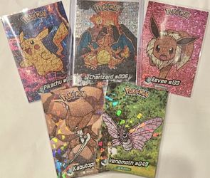 POKEMON Stained Crystal Card LOT -  CHARIZARD PIKACHU EEVEE BLASTOISE - Kanto Peru Foil