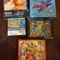 Lot Of 5 1000pc Jigsaw Puzzles 