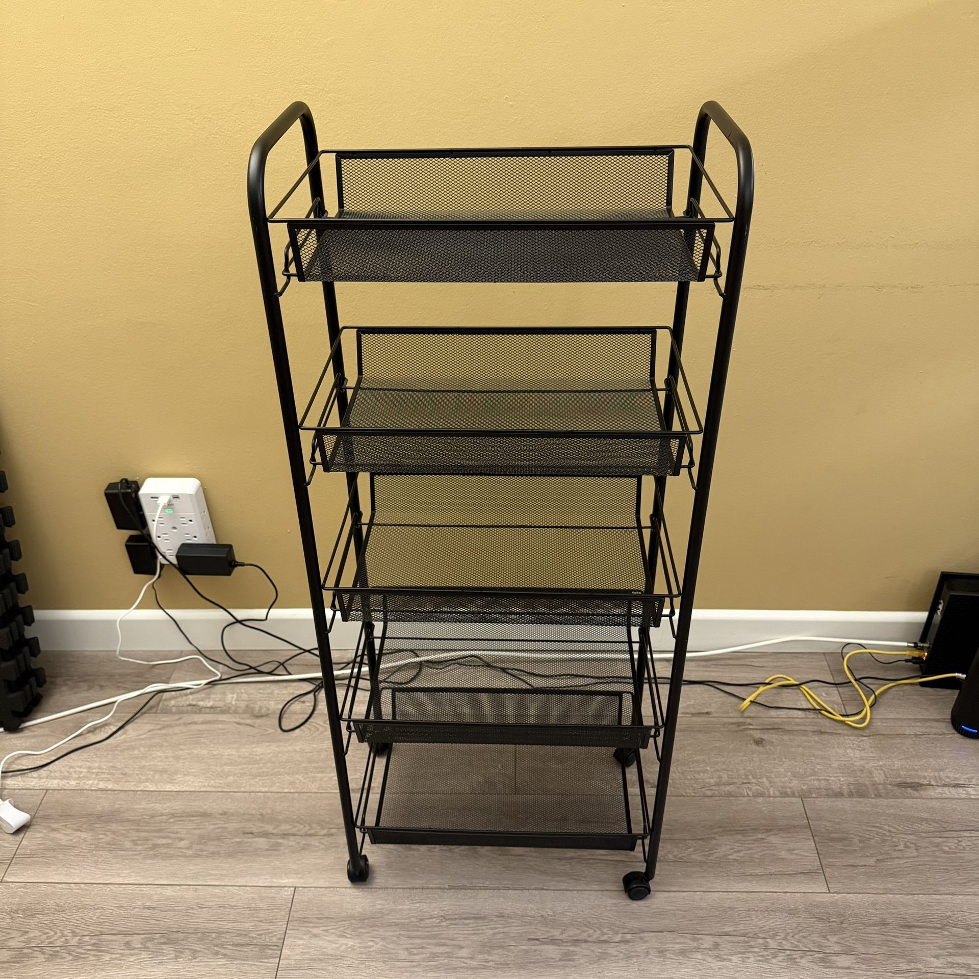 5-Tier Black Metal Storage Cart / Shelf Organizer