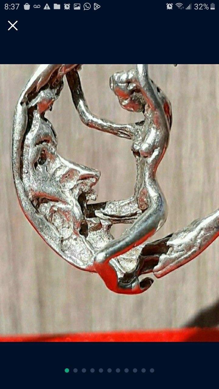 One Of The Kind Sterling Silver Art Piece Pendant Moon Rider Signed By Designer Artist  OG