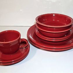 Homer Laughlin Fiestaware Scarlet Red Set of 9 Modern Fiesta Ceramic Serveware