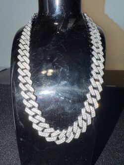 Silver-tone  iced out Cuban