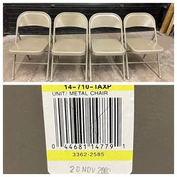 Metal Folding Chairs, Tan, 4 Available. $15 each. Free to ask, I reply. 