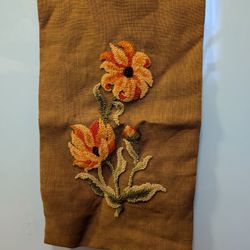 Vintage Flower Burlap Tapestry 