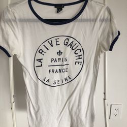 Forever 21 White Baseball Tee With French Logo