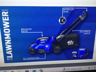 KOBALT 40-VOLT 21-IN BRUSHLESS BATTERY LAWN MOWER 6 AH 1 BATTERY AND 1 CHARGER INCLUDED..LIGHTLY USED