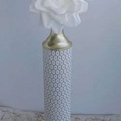 Brand New large white and golden vase