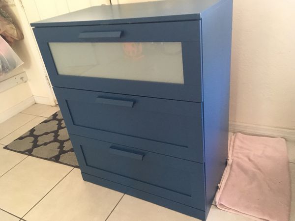 Ikea Brimnes Dresser Dark Blue Greed Frosted Glass Purchased I