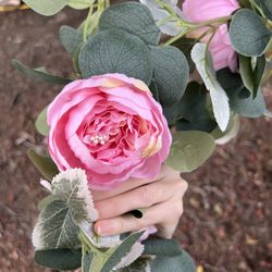 Pink Peony and Eucalyptus Garland