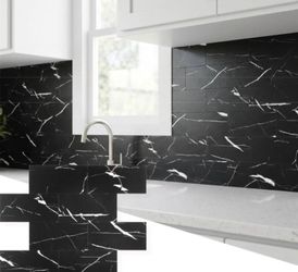 Black Marquina Tiles Peel and Stick Backsplash