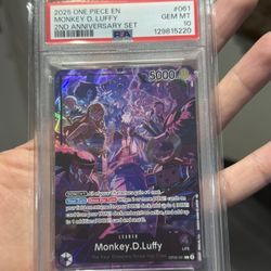 Monkey D Luffy (One Piece 2nd Anniversary Set) English Leader Promo PSA 10