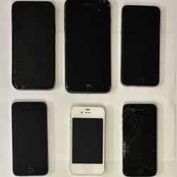 6x Apple iPhone Lot - 4S, 5S, 6, 8+, X, 12, 15 - ALL Unlocked + Clean IMEI Guaranteed - Cracked Screen Broken Need Repair