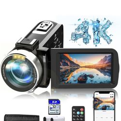 Hojocojo 4K Video Camera, Camcorder with IR Night Vision, WiFi Digital Camera, 18X Digital Zoom, Vlogging Camera for YouTube, Kids Video Camera, Built