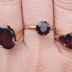Gold Garnet Rings. 