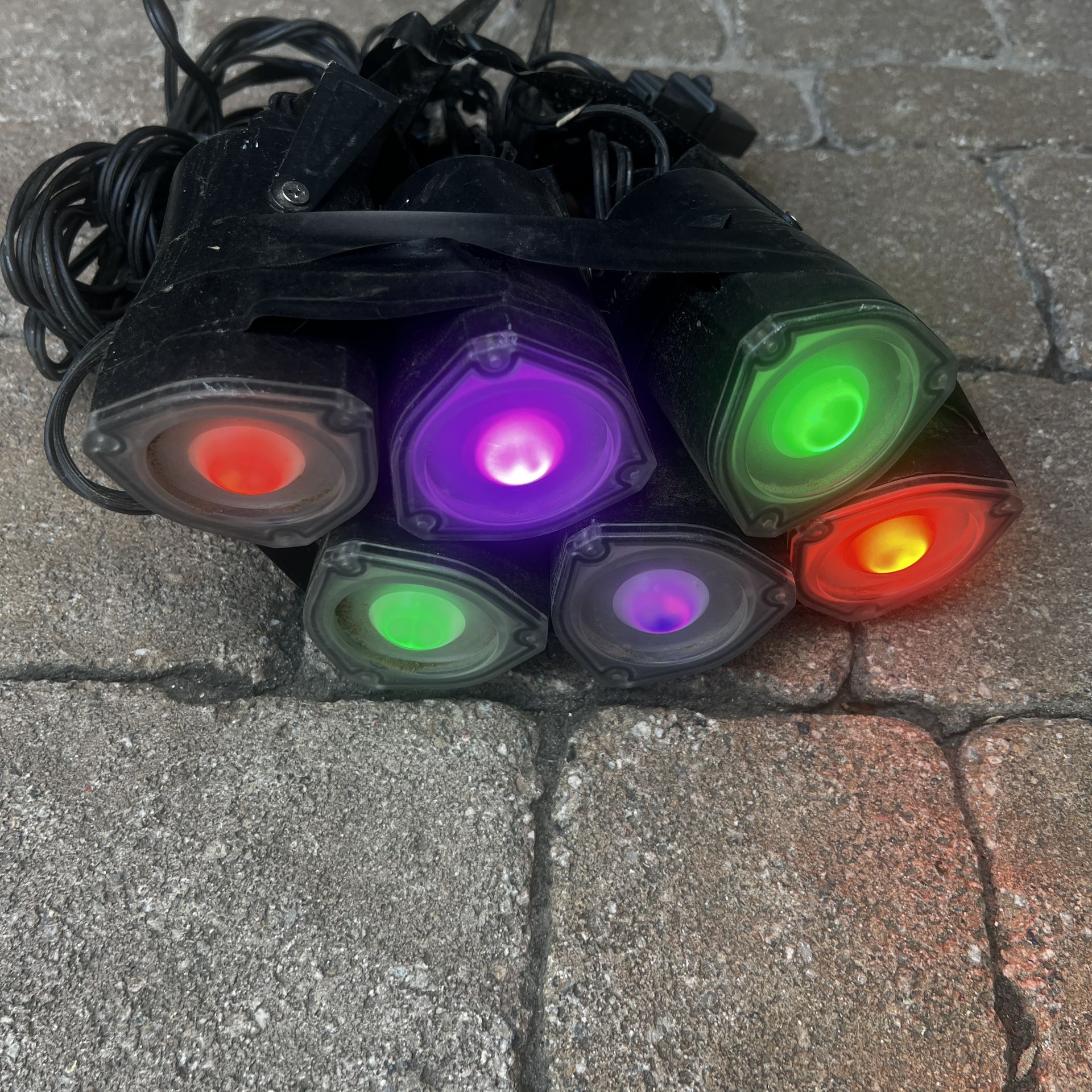 Bundle Of 6 Yard Lights Halloween Decor Purple Orange Green