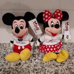 Club Disney Mickey Mouse and Minnie Mouse Bean Bag Plush Set