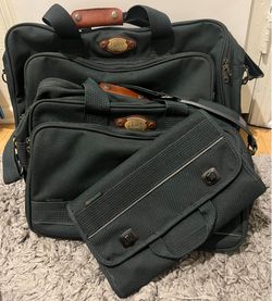 Vintage 3pc Ricardo Beverly Hills Renegades Travel Canvas Bags Green - NICE!