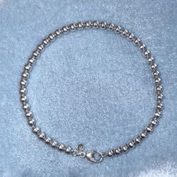 Sterling Silver Bead Bracelet - 8” Length 