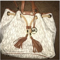 Michael Kors Marina Gathered Tote White/Gold