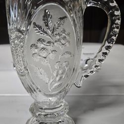 Vintage Crystal Footed Glass Pitcher