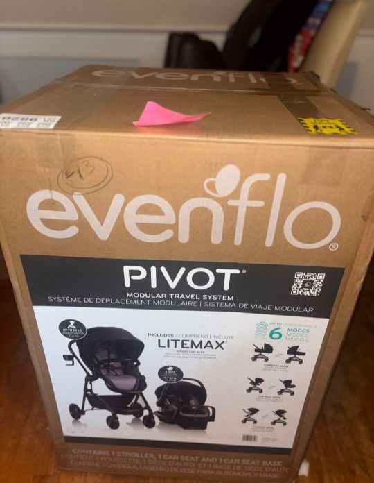 Evenflo Pivot 6-Modes Travel System with LiteMax Infant Car Seat
