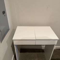 White Vanity Table with Mirror & Storage