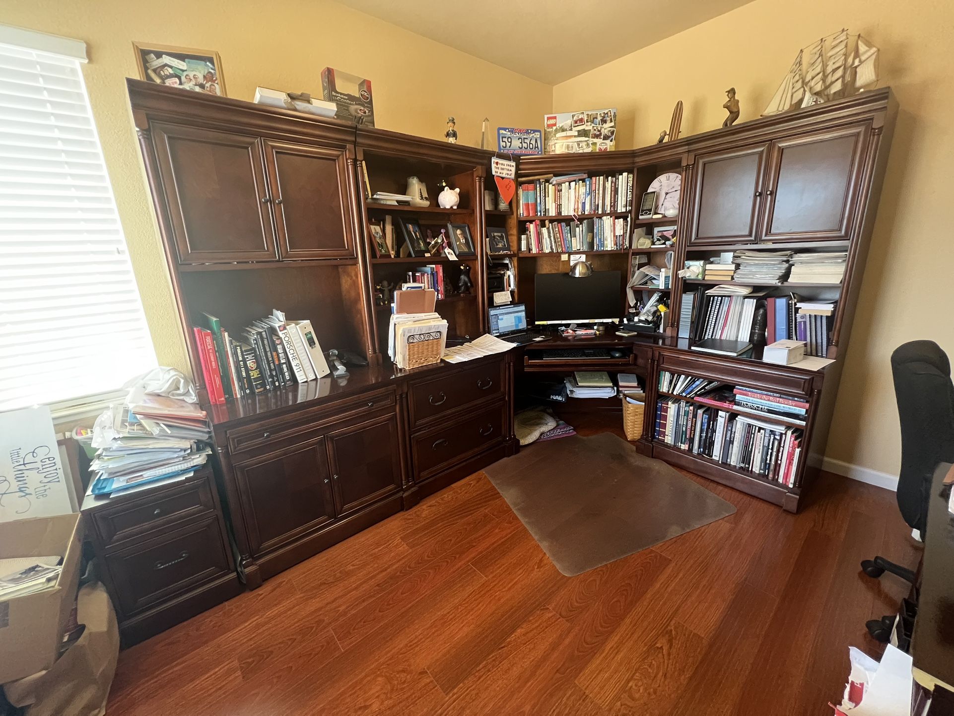Office Desk Wall System With Printer Stand