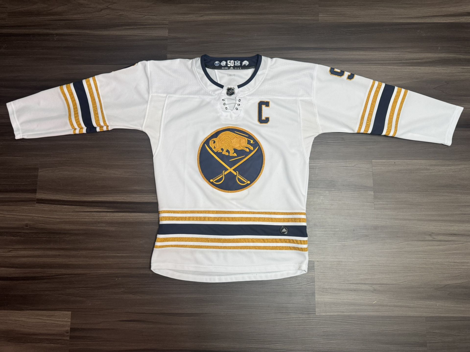 Adidas Buffalo Sabres Jack Eichel Blank #9 50th Anniversary Jersey Size 52 L