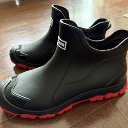 ALBICKER Black Red Waterproof Ankle Rain Boots Size EU 44 / US Men's 10-10.5