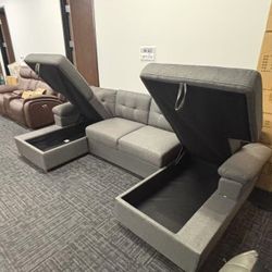 BRAND NEW LARGE DARK GREY SECTIONAL SLEEPER COUCH