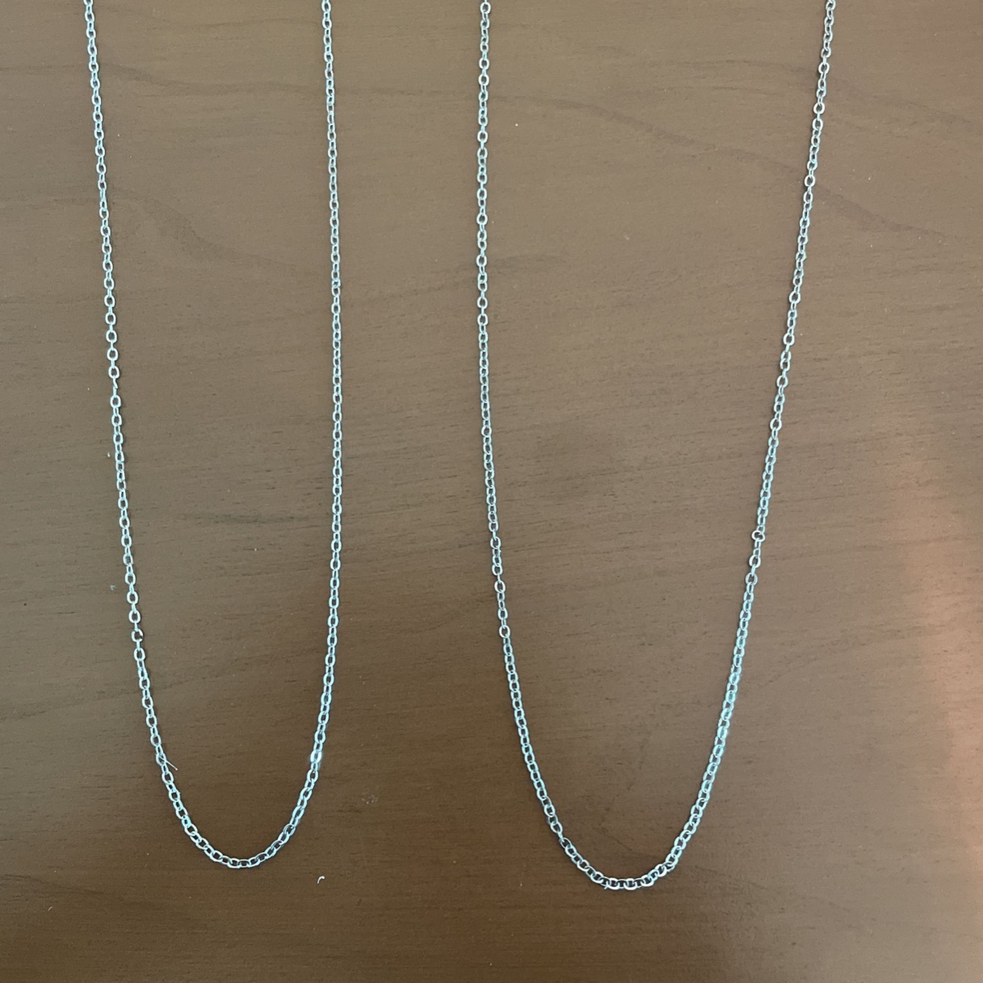 2 Silver Plate Chains 18.5” Each