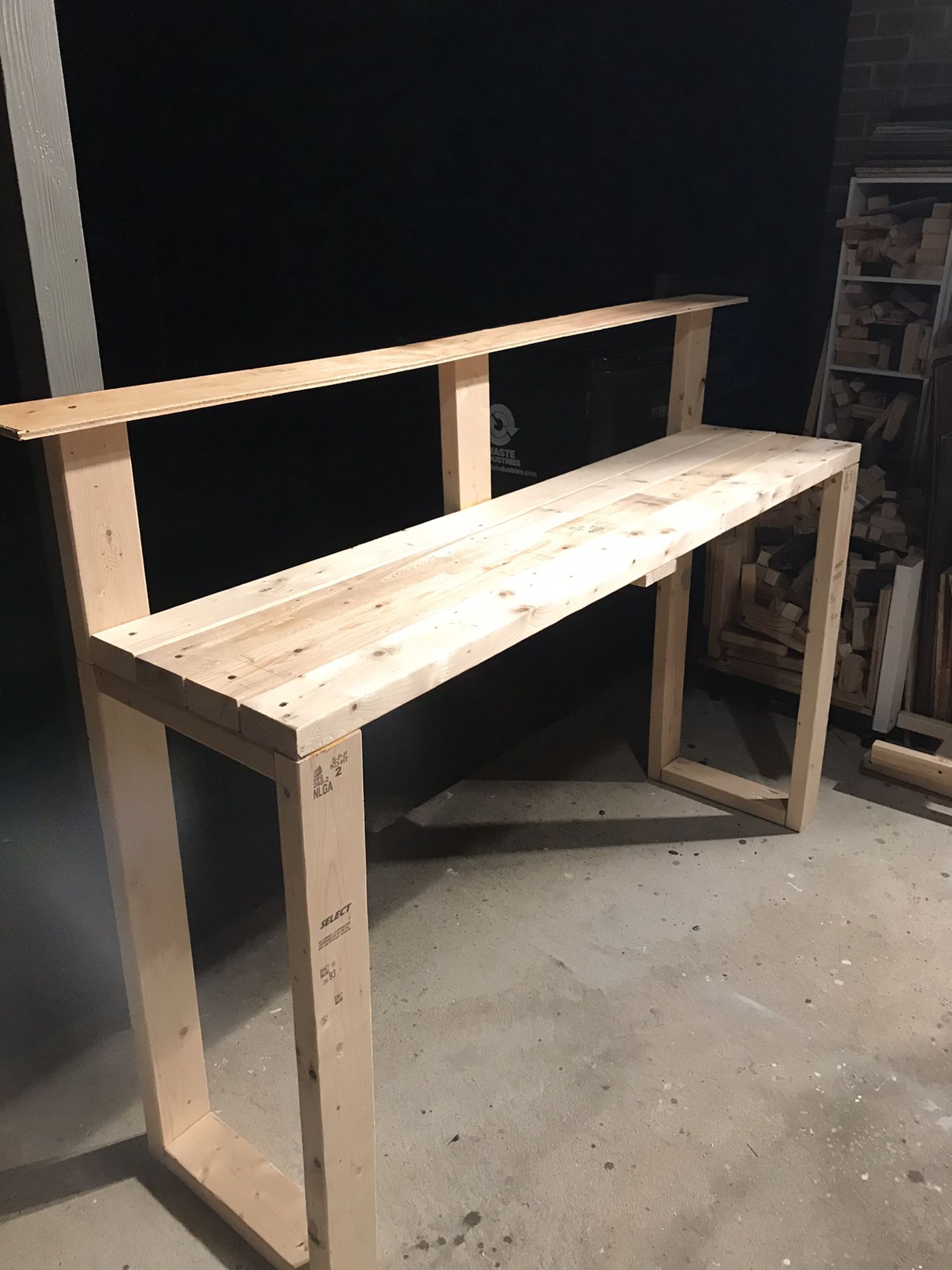 Console table with top shelving