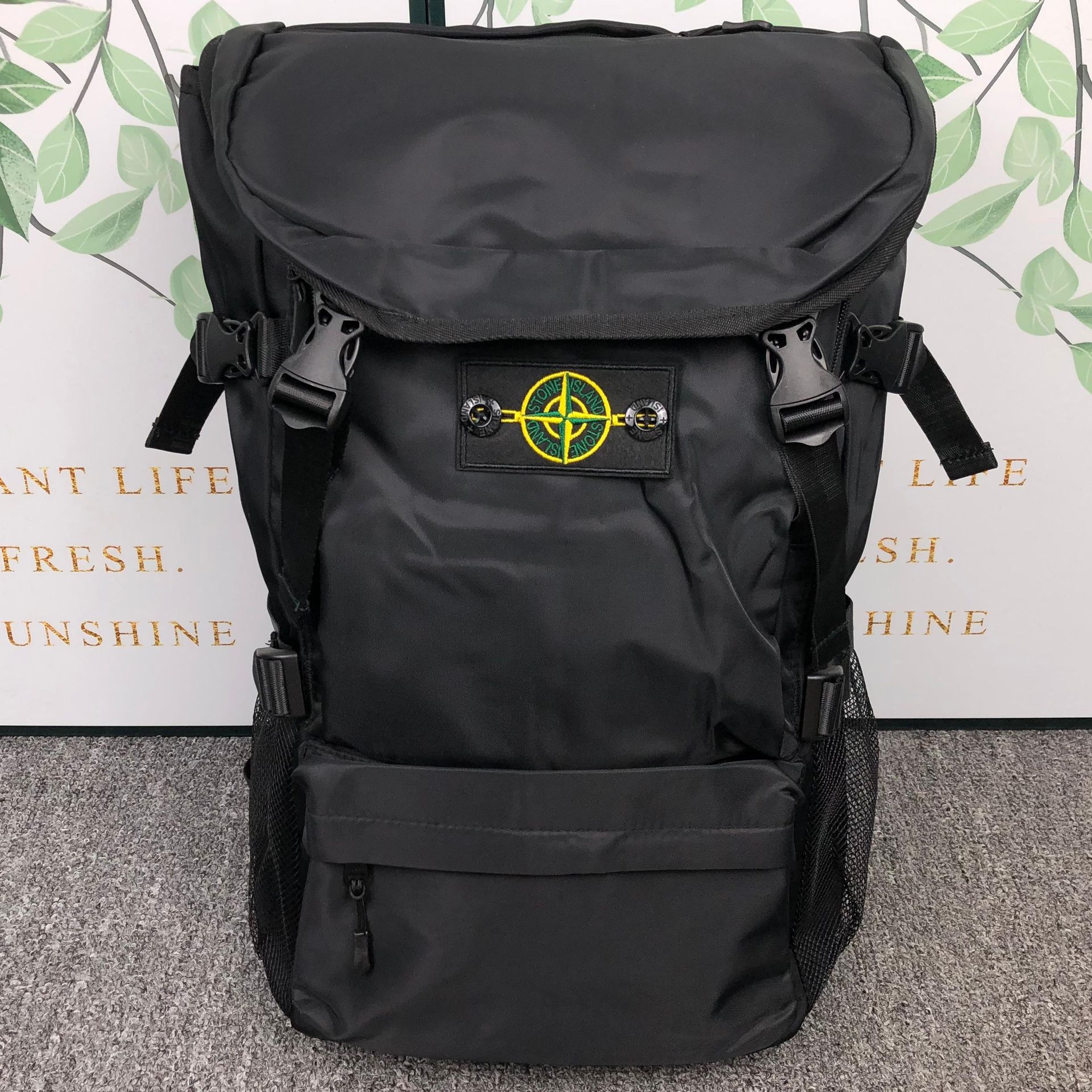 Stone Island Black Large Capacity Hiking Backpack