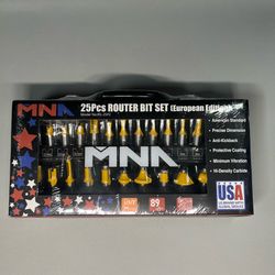 25 Pieces 1/2 Inch Router Bit Set with Aluminum Case