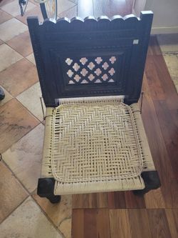 Hand Carved Indian Pidha Low Chair