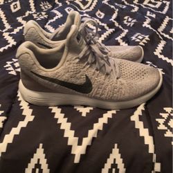 Nike Lunarepic Low Flyknit 2 Gray Running Walking Shoes Lace Up Womens Size 8.5