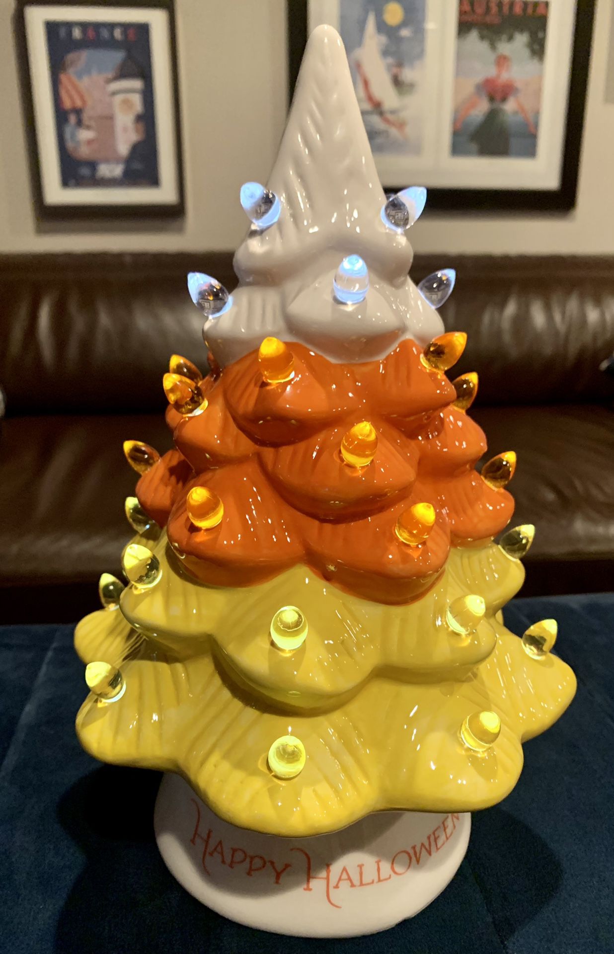 Mr. Halloween 12” Light Up Ceramic Candy Corn Tree
